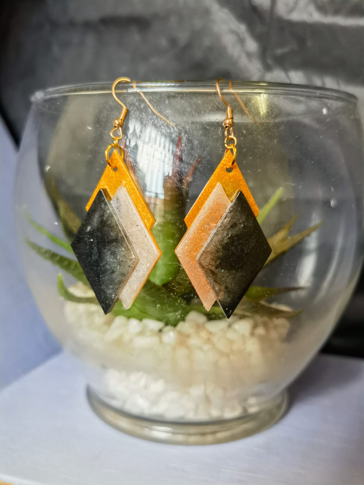Orange Black Earrings